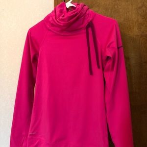 Nike hot pink sweatshirt with ruched neck